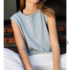 Free people FP movement BLUE Kick It cropped Sleeveless Sweatshirt XS